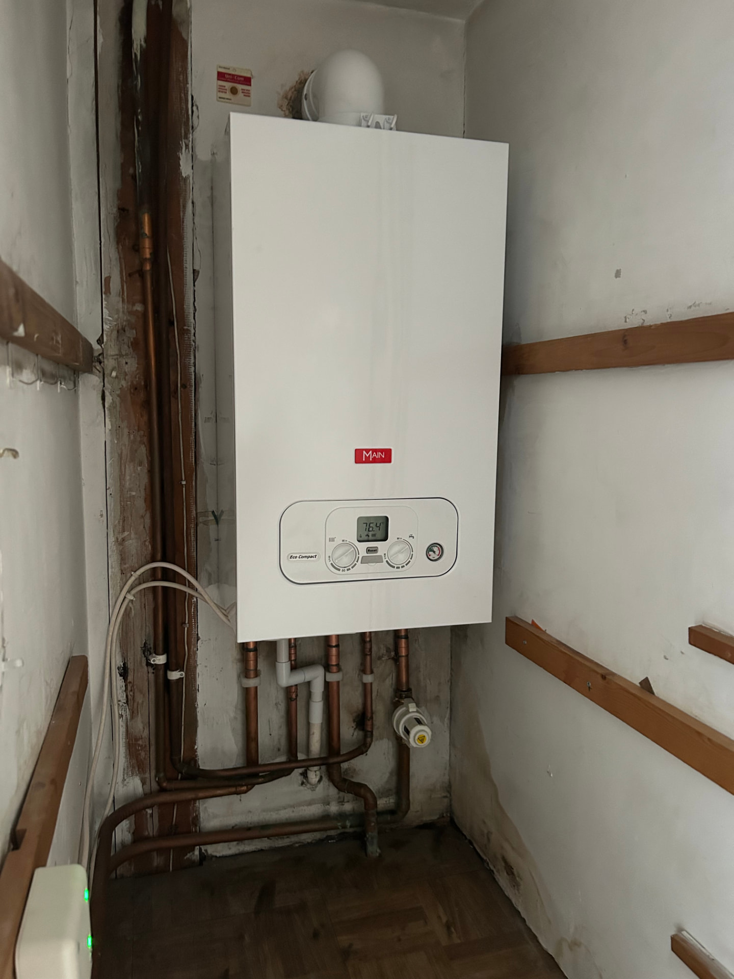 Main Eco Compact combi boiler installed with new copper pipework, Liverpool