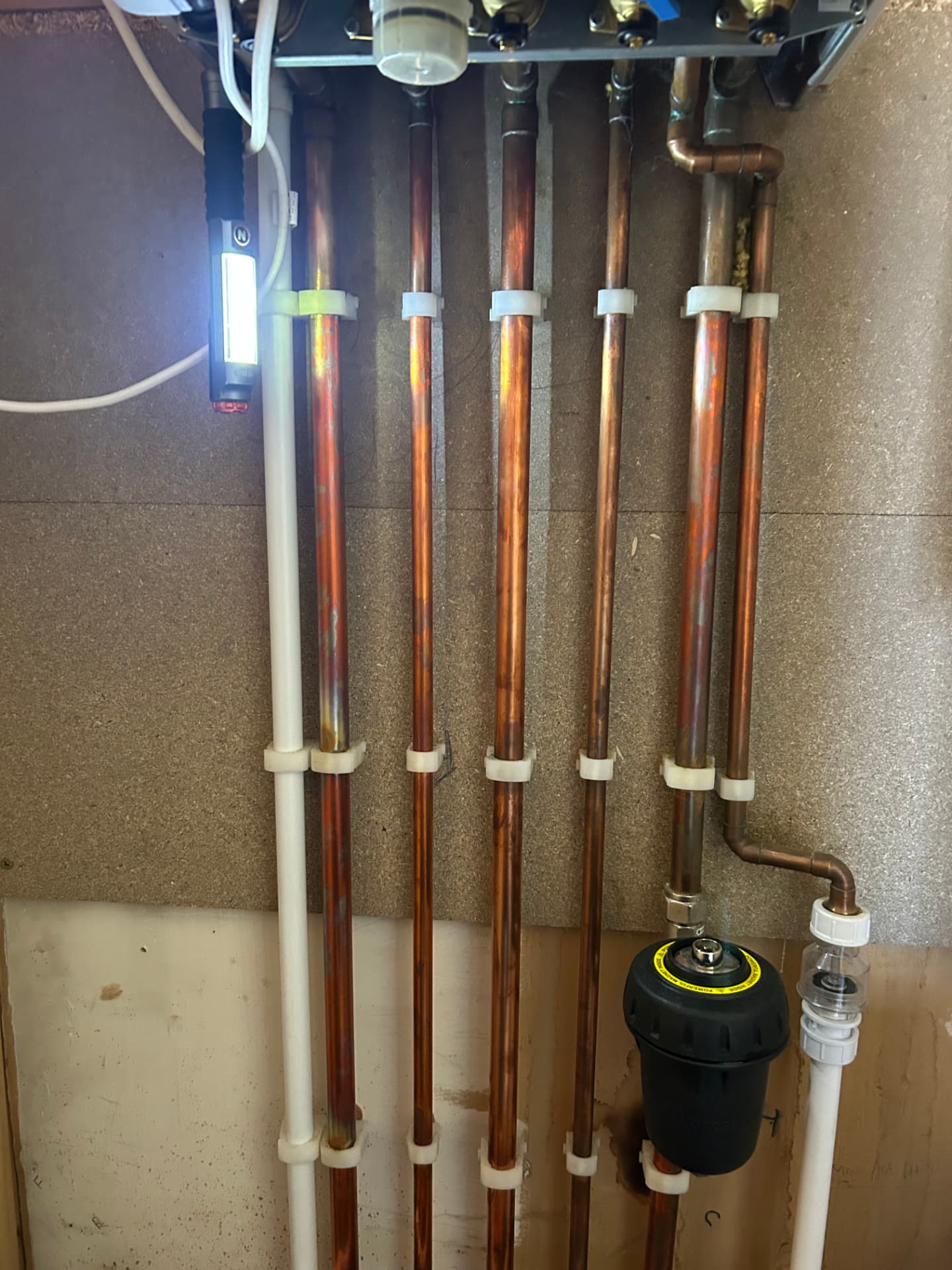 Central heating pipework with magnetic system filter fitted, Liverpool